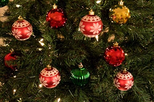 Умен креации топка Божиќно украс сет од 4 парчиња, расипан одморен за одмор за новогодишни елки, црвено и мат бело