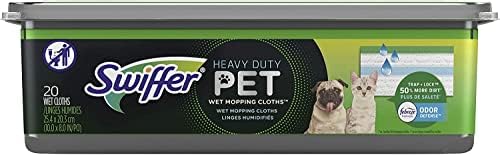 Swiffer Shiper Pet тешки влажни влажни крпи за кршење на крпи, свеж мирис, 20 брои