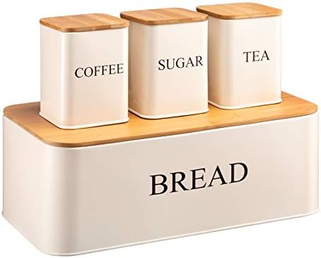 Кутија За Леб во холихом И 3 Парчиња Со Контејнери За Кафе Со Шеќер За Кујнски Маса Екстра Голема Продавница За Складирање На Фарма Леб Заштедете