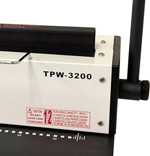 Тамерица TPW-3200 машина за удар и врзување; 3: 1 жица за близнаци на теренот; 120 листови, 9/16 Максимален капацитет за врзување на хартија;