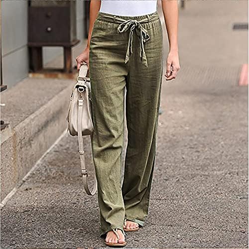 Постелни панталони за жени со голема нозе широки панталони со нозе со џебови кои влечат еластични панталони де Мујер