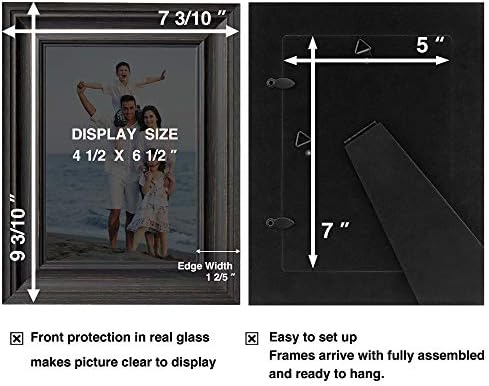 Lavie Home 5x7 Рамки за слики Рустикална фото рамка поставена со стакло со висока дефиниција за монтирање на wallидови и табела