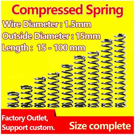 Хардвер пролетен притисок Пролетен механички компресија Пролетен притисок пролетен челичен дијаметар на жицата од 1,5мм / надворешен дијаметар 15мм фабрички излез ?