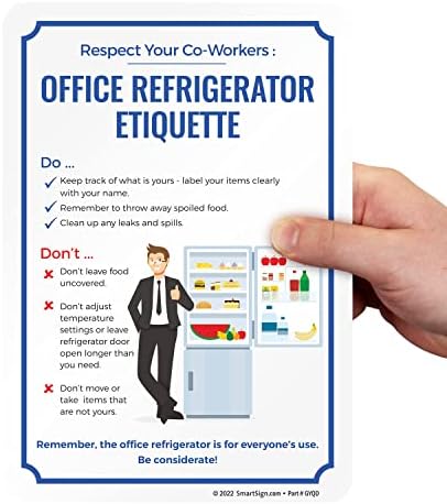 SmartSign 10 x 7 инчи „Почитувајте ги вашите соработници - магнетски знак за канцелариски фрижидер“, усогласена гума од 32 милји,