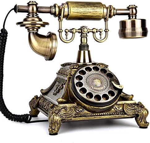 Амидрим Европски ротационен безжичен антички телефон, фиксни ретро телефонски мода креативно ротирачки гроздобер безжичен телефон за домашна