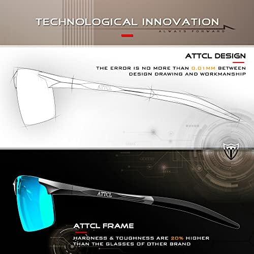 Аткл машко модно возење поларизирани очила за сонце за мажи - метална рамка за ултралајт метал