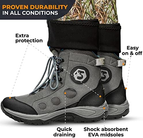 Чизми за тресење на Foxelli - лесни чизми за мавта за мажи, гумени чевли за вадење, чизми за риболов со летање