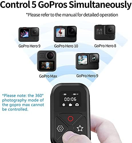 Телезин паметен далечински управувач Компатибилен со GoPro11/10/9/8 Акциска камера LCD индикатор за полнач за полнач за полначи на полнач за полначи на порта 50-80m далечинс?