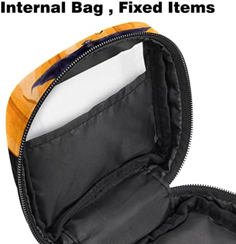 Период торба, санитарна торба со салфетка патент тампон торба за жени девојки женски менструација патент торбичка мини козметичка торба за чанта, ленти со лилјаци