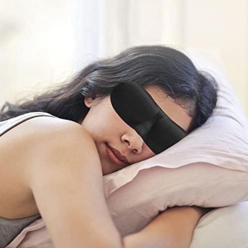 Исцелини 5 парчиња за спиење на око, природна свила за спиење маски 3Д за спиење за слепите прилагодливи ноќни капаци за очи за спиење за домашно патување црно