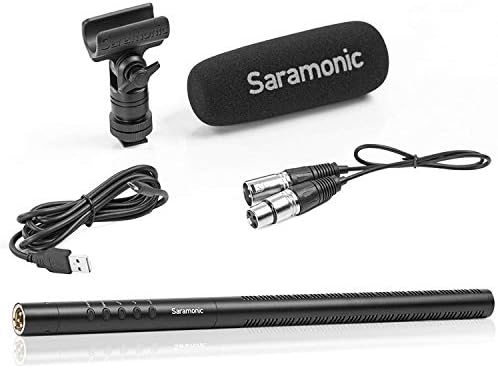 Saramonic SR-TM1 Супер-Кардиоидни ЕМИТУВА XLR Сачмарка Кондензатор Микрофон Со Вграден Во Батеријата На Полнење, 11 Капсула, Дигитални
