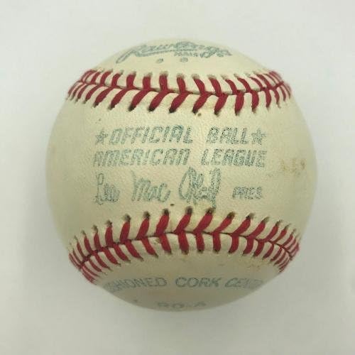 Најдобриот сингл Jо Луис потпиша Бејзбол на Американската лига на Земјата ПСА ДНК Коа - Автограмирана бокс со разни предмети