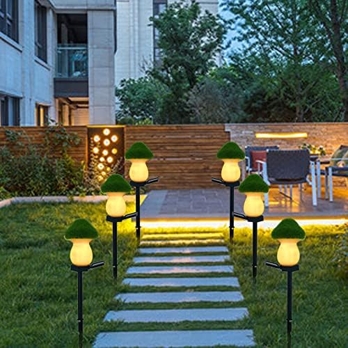 Синоидни соларни градинарски светла, дизајн на пејзаж на отворено печурки тревник, вметнете светла, LED водоотпорна топла светлина, погодна