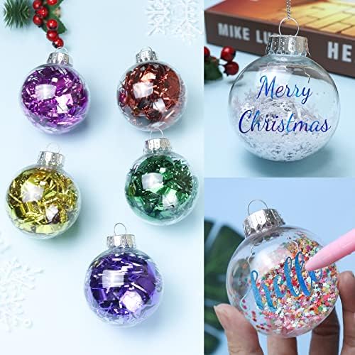 12 пакувања чисти пластични божиќни украси топки, 2,36 инчни украси за украси, тркалезно чиста пластика за пополнување украс Божиќна