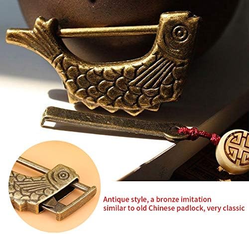 Ретро метал заклучување Антички кинески катанец со риба во облик на кабинет за накит за фиоки