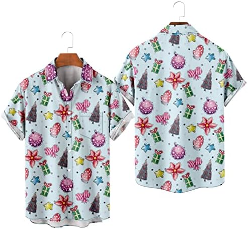 Копчиња за кратки ракави за кратки ракави на ЗДДО, смешни Божиќни графички печатење кошула за куглање за куќичка за куќичка за