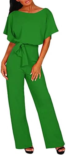Комбинезони летни женски модни солидни бои со чипка со кратки ракави за џемпери, женски, долг ракав, пантолони, панталони
