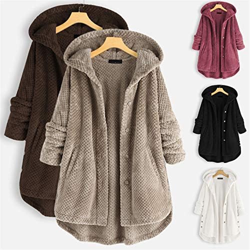 Angенскивел женски мода со долг ракав лапел лап -ласкав јакна за палто со џебови топла зима