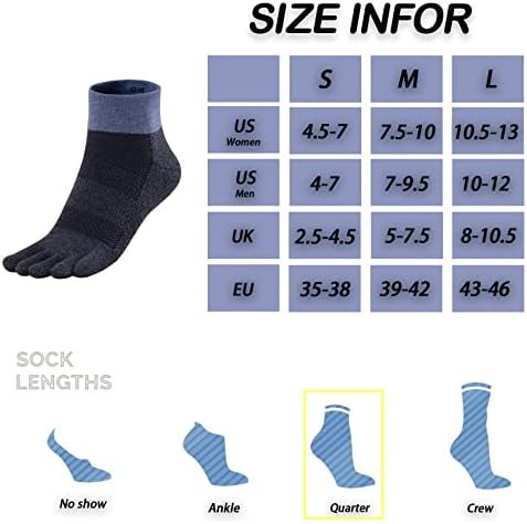 Оринспорс чорапи за пети за мажи CoolMax Cushioned пет чорапи со прсти 3 пара атлетски дишечки чорапи за трчање