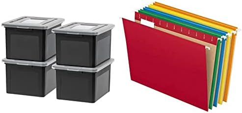 Ирис САД писмо и правна големина пластична отпадоци за складирање тота за организирање, 4 пакувања, црни и pendaflex висечки