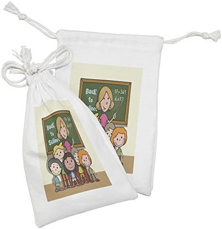 Необична торбичка за ткаенини за наставници од 2, назад кон тематски симплистички цртан филм среќен и едукатор на, мала торба за влечење за маски и фаворити за тоале