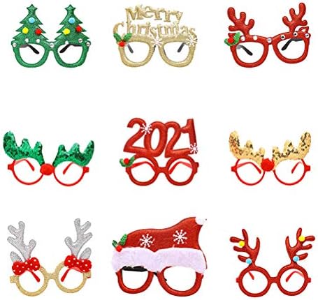 Bestoyard Божиќна декорација 9 парчиња Божиќни очила Декоративни Декоративни рамка за празник Подарок за подарок