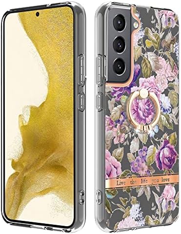 nincyee Imd Позлата Транспарентен Случај Tpu За Samsung Galaxy S23+, Gardenia Божур Роуз Бегонија Цветни Шарени Тенок Фит Случај Покритие