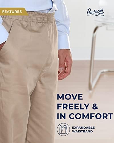 Пембрук Машки Еластични Панталони За Половината За Постари Лица-Адаптивни Машки Панталони За Постари | Еластични Панталони За Половината За Мажи