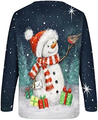 Божиќ Пуловер Дуксер За Жени Плус Големина Симпатична Снешко Гном Печатење Обични Широки Долги Ракави Пад Блузи Кошула Подарок