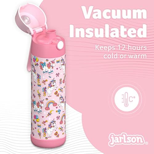 Jarlson® детско шише со вода - мали-изолирано шише со вода од нерѓосувачки челик од нерѓосувачки челик со капак на чуг-термос-девојчиња/момчиња