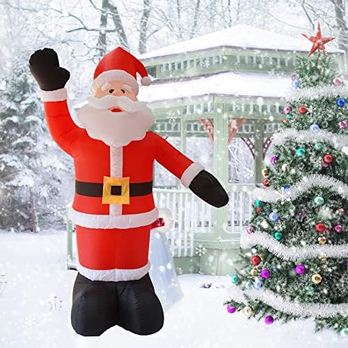 8ft Божиќна надувување Декорација на Дедо Мраз, Божиќни надуени украси на отворено, со вградени LED диоди креваат надуени за надувување