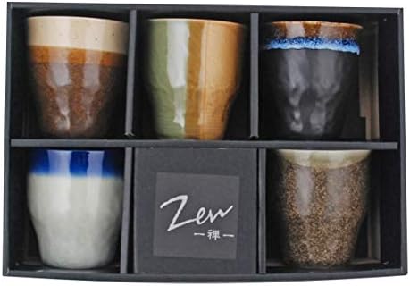 Колекција Хиномару автентична јапонска чаша чај од порцелан од минијаки сет од 5 традиционални зелените затегнати декоративни декоративни