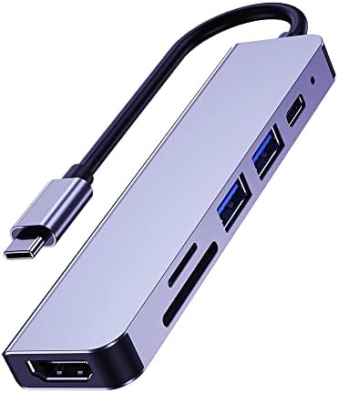 USB C Hub Multiport Адаптер, QCEs 6 во 1 USB C ДО HDMI и USB 3.0 Адаптер ЗА 4k Видео 5gbps Пренос На Податоци 100w Полнење,