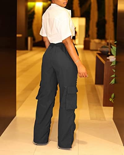 Vakkest женски камо карго панталони тренингот џогер камуфлажа со високи половини панталони со лесни клубови y2k џемпери со појас