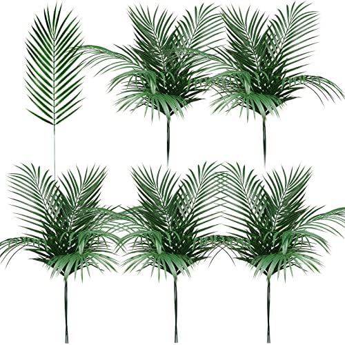 60 Парчиња 25 Вештачки Палми Лисја Вештачки Тропски Палми Големи Лажни Зеленило Растенија Лисја Стебла За Внатрешни Отворени Хавајски Џунгла