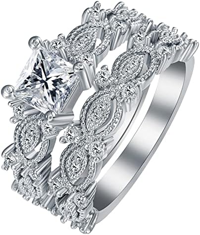 Ангажман циркони жени свадбени прстени поставени накит прстени за жени дијамантски дами прстен сет температурен прстен