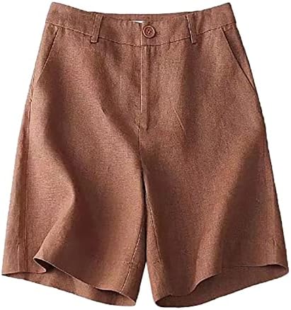 Миашуи женски тениски шорцеви еластични дише лабава памук и постелнина панталони пантолони пантолони џин шорцеви за