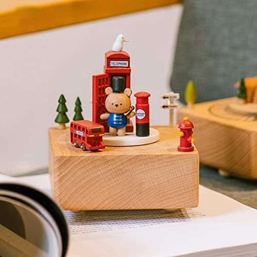Музички подароци на Луваду Пошта Пост канцеларија Мечка Музичка кутија ， Windup дрвена музичка кутија играчка подарок музички