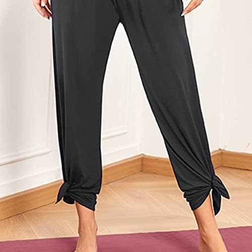 Shamarspo жени широки панталони за нозе обични лабави јога џемпери со високи џогери со половината удобни проточни панталони со џебови