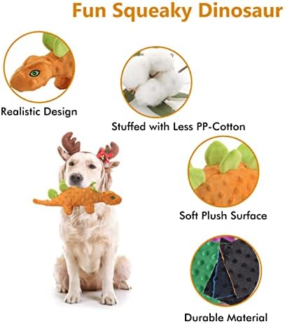 Cpyosn Куче Писклив Играчки Диносаурус-Издржливи Крцкави Кадифни Играчки За Кучиња За Заби На Кученца, Интерактивни Играчки За Џвакање