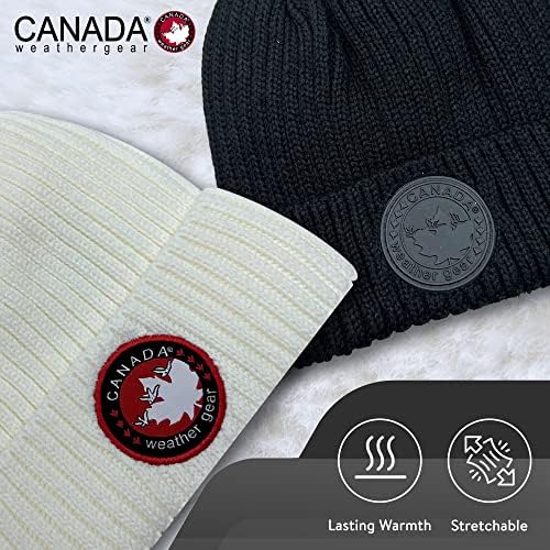 Канада временска опрема плетена женска капа - единечна капа за зимска гравче - мека и топло црвено лого манжетирано зимска капа