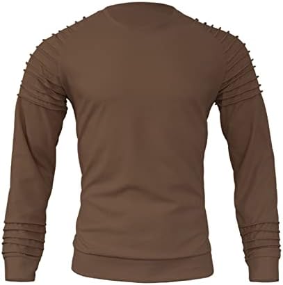 XXBR Зимски машки обичен ракав Raglan Raglan Solid Sweatshirt Bluze преклопете долги ракави на врвовите на вратот на вратите на вратот T Активно