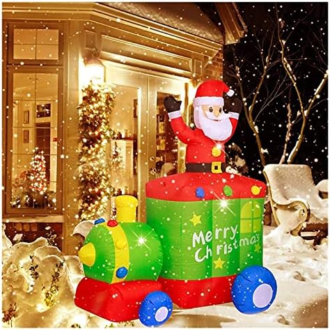 Пифуд Татко Божиќ Божиќ Божиќ на надувување Дедо Мраз со играчки за воз Божиќна отворена декорација градинарски реквизити за забави украси
