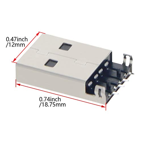 Fielect PCB USB конектор USB-AM 2.0 машки приклучок 4 пин 180 степени 20 парчиња