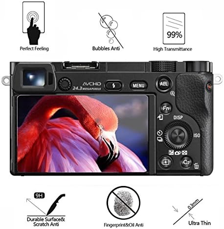 Заштитник на екранот за Sony DSLR Alpha NEX-7 NEX-6 NEX-5 A6000 A6300 A5000 камера, Akwox Anti-Scrach Tempered Glass 9H Cover