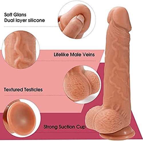 Нафрлање на дилдо вибраторски секс играчки за жени со 8 режими на вибрирачки режими Реално телескопско дилдо за стимулација на Г-точка, 8,6