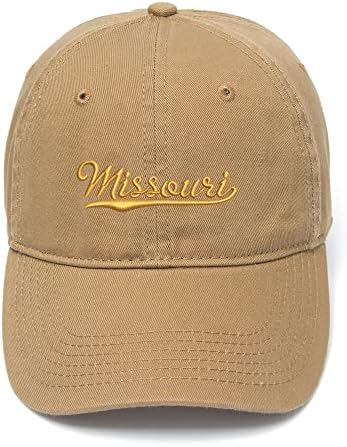 Машки бејзбол капачиња Мисури - МО везена тато капа измиена памучна капа