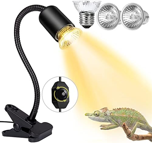 Светилка за топлина на влекачи, УВ рептил светлина со 360 ° ротирачко црево и прилагодлива температура, греење ламба со 3-пакувања од 50