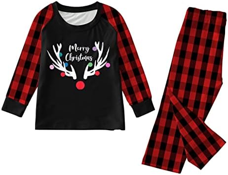 Божиќни пижами за семејни Божиќни семејства што одговараат на пижами симпатична азбука печати пижами карирани долги ракави врвни и врвни и
