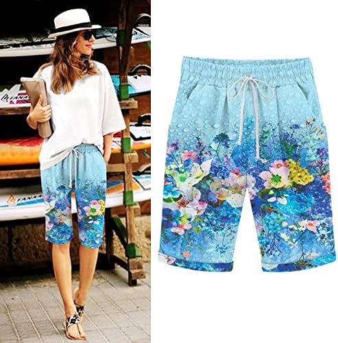 Бермуда шорцеви за жени случајни летни колени должина на коленото солидна боја во дрес шорцеви со џебови со џебови со удобни салони